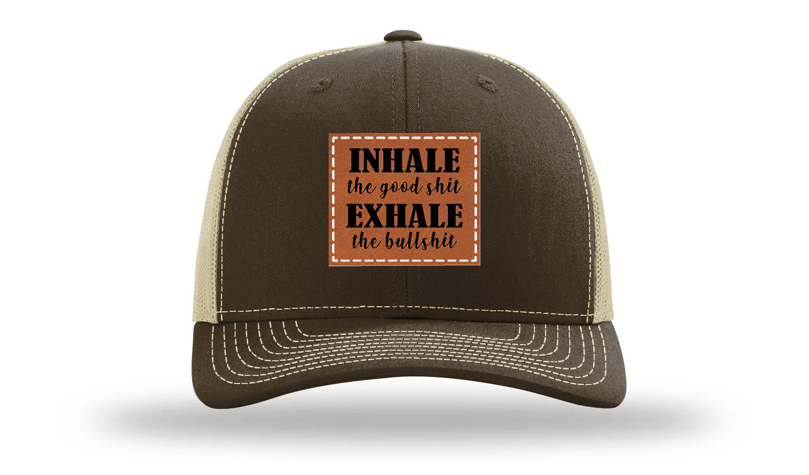 Inhale The Good Stuff Leather Patch Richardson 112 Hat - Image 8