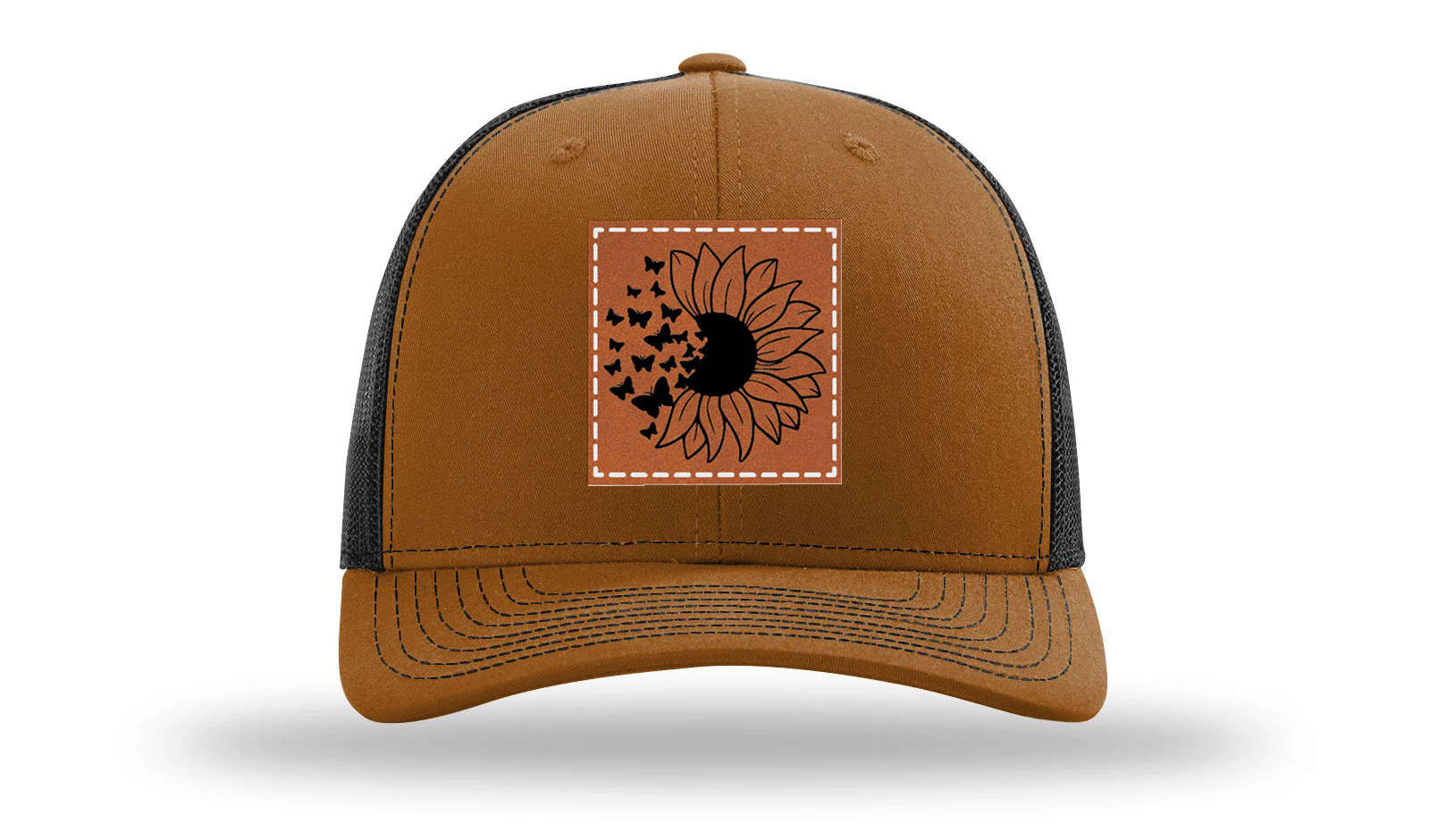 Sunflower Butterfly Leather Patch Richardson 112 Hat - Image 10