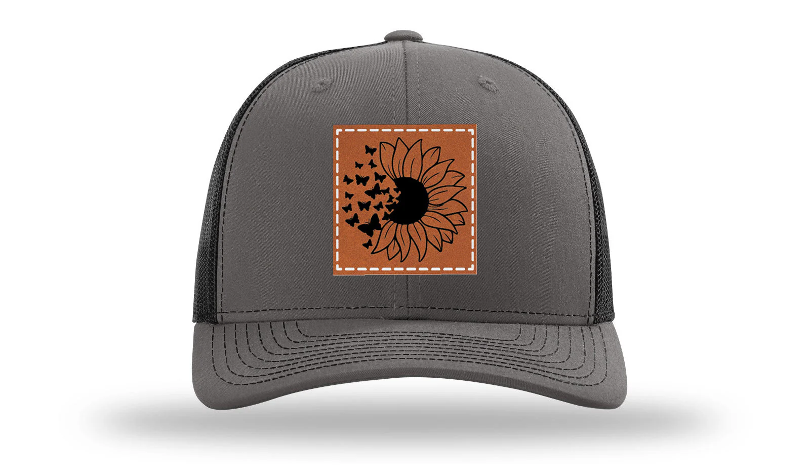 Sunflower Butterfly Leather Patch Richardson 112 Hat - Image 11