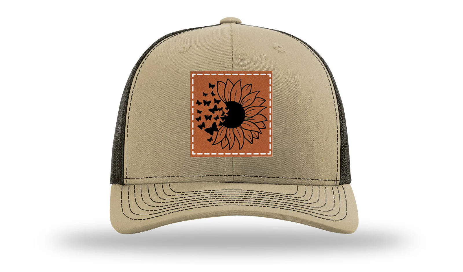 Sunflower Butterfly Leather Patch Richardson 112 Hat - Image 24