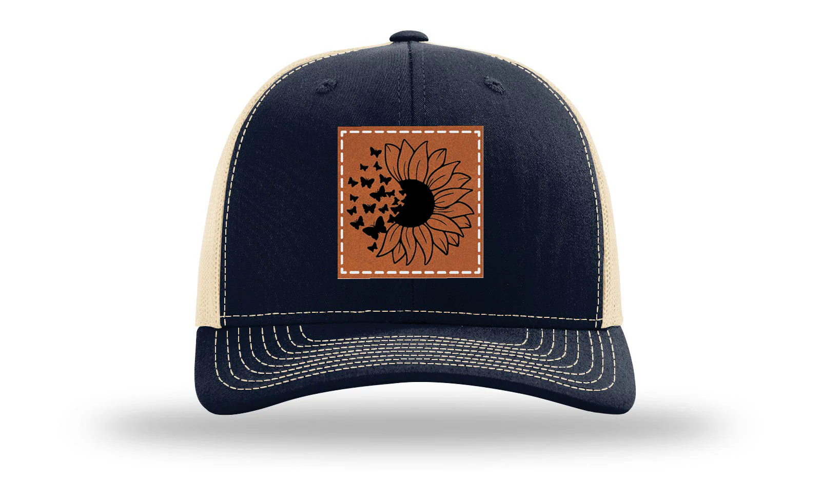 Sunflower Butterfly Leather Patch Richardson 112 Hat - Image 28