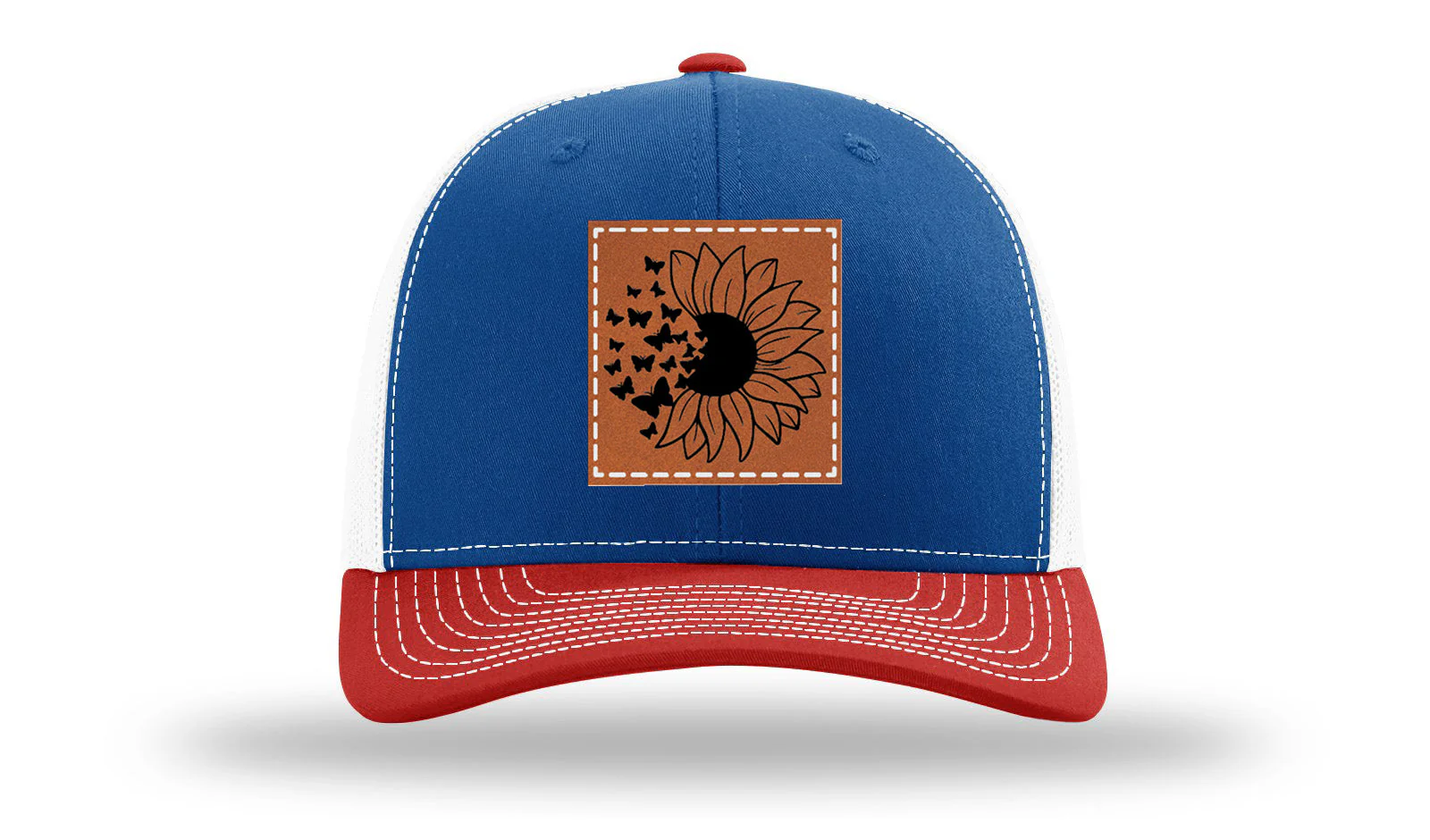 Sunflower Butterfly Leather Patch Richardson 112 Hat - Image 42