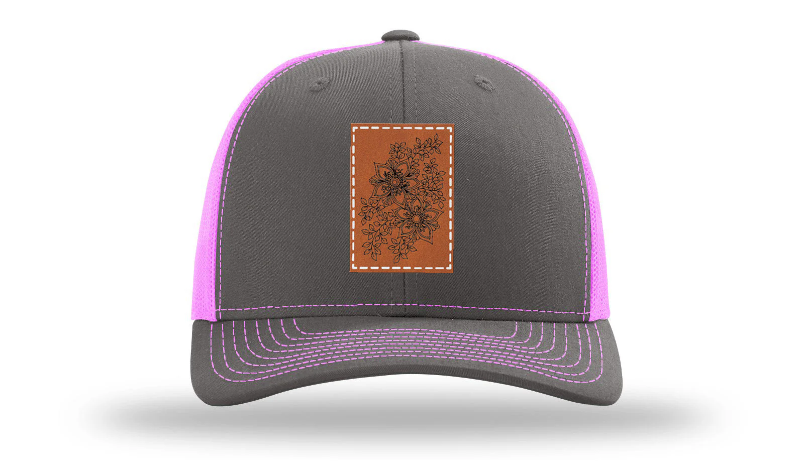 Cherry Blossom Flower Leather Patch Richardson 112 Hat - Image 15