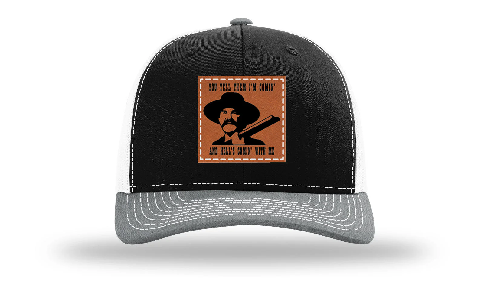 Tombstone Hell's Comin' Leather Patch Richardson 112 Hat - Image 33