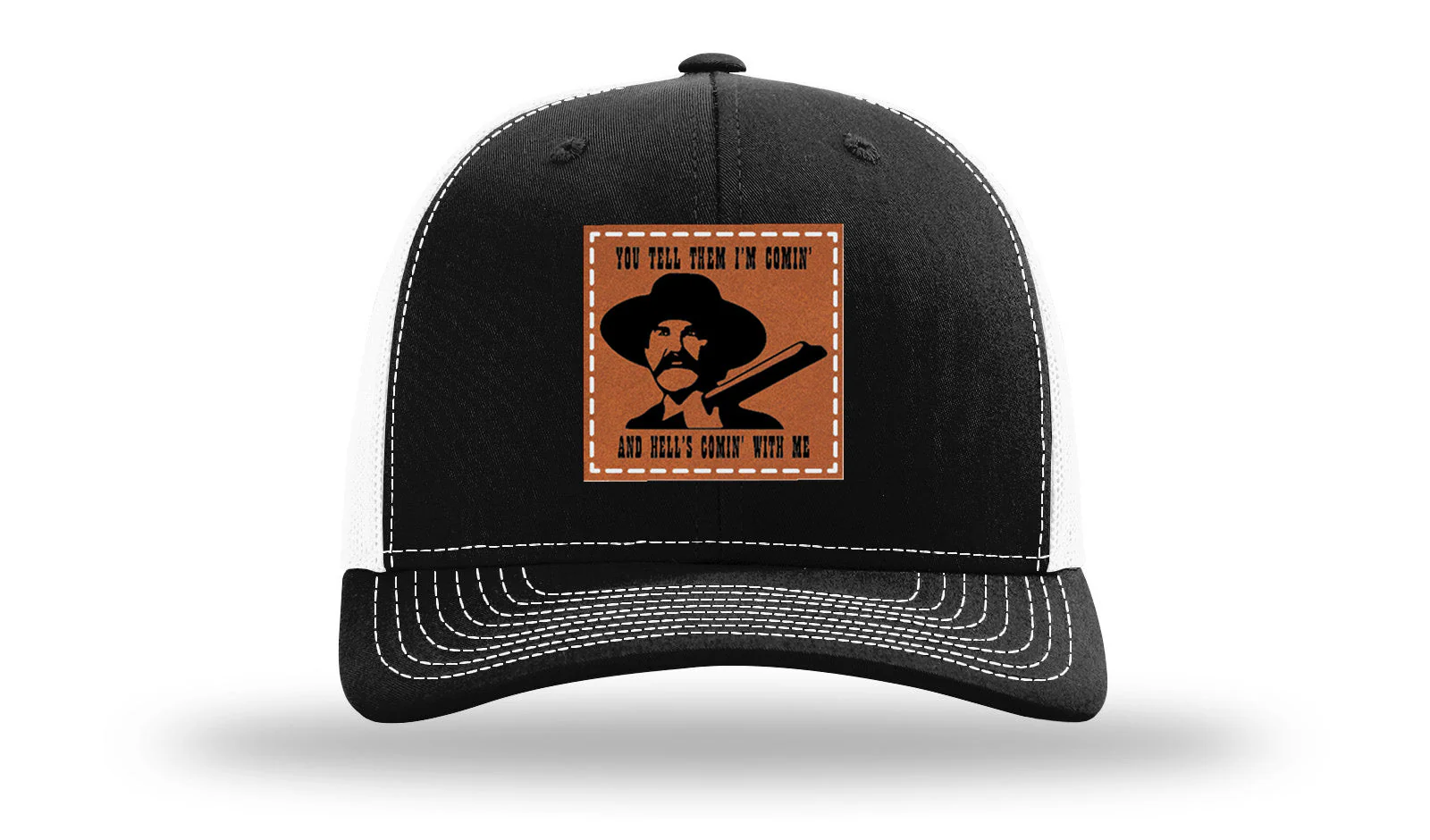 Tombstone Hell's Comin' Leather Patch Richardson 112 Hat - Image 7