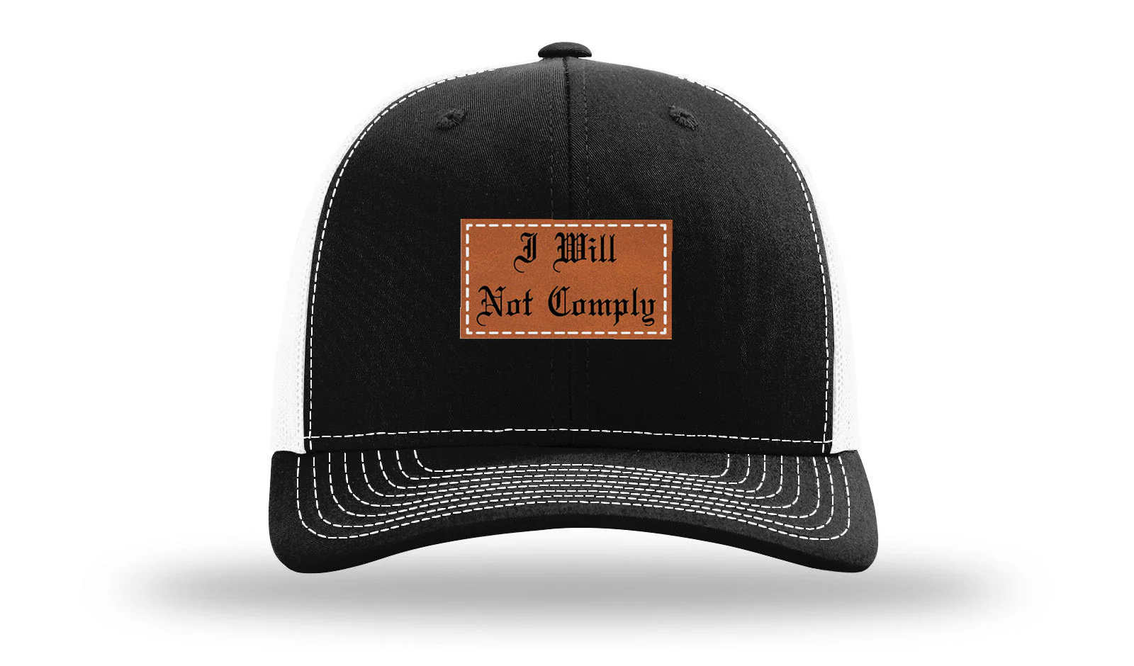 I Will Not Comply Leather Patch Richardson 112 Hat - Image 7