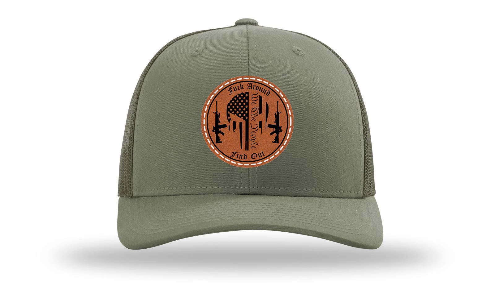 FAFO Punisher Leather Patch Richardson 112 Hat - Image 3