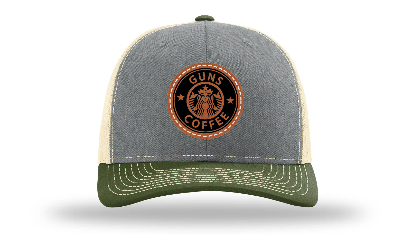 Guns and Coffee Leather Patch Richardson 112 Hat - Image 38