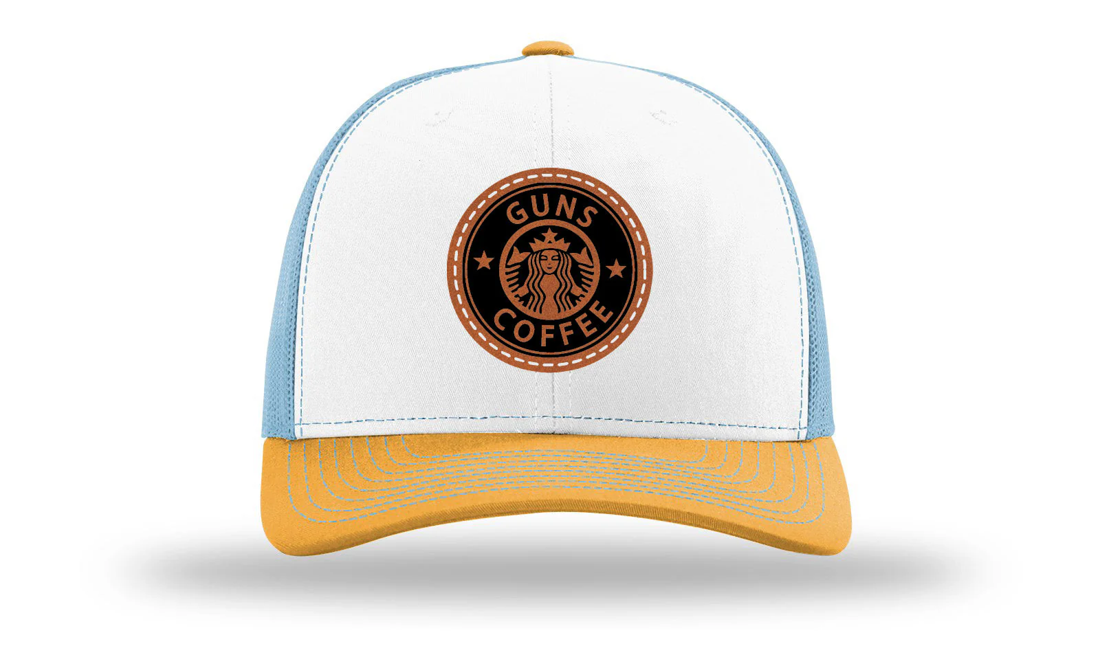 Guns and Coffee Leather Patch Richardson 112 Hat - Image 43