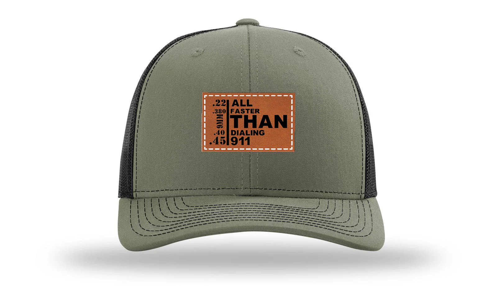 All Faster Than Dialing 911 Leather Patch Richardson 112 Hat - Image 25