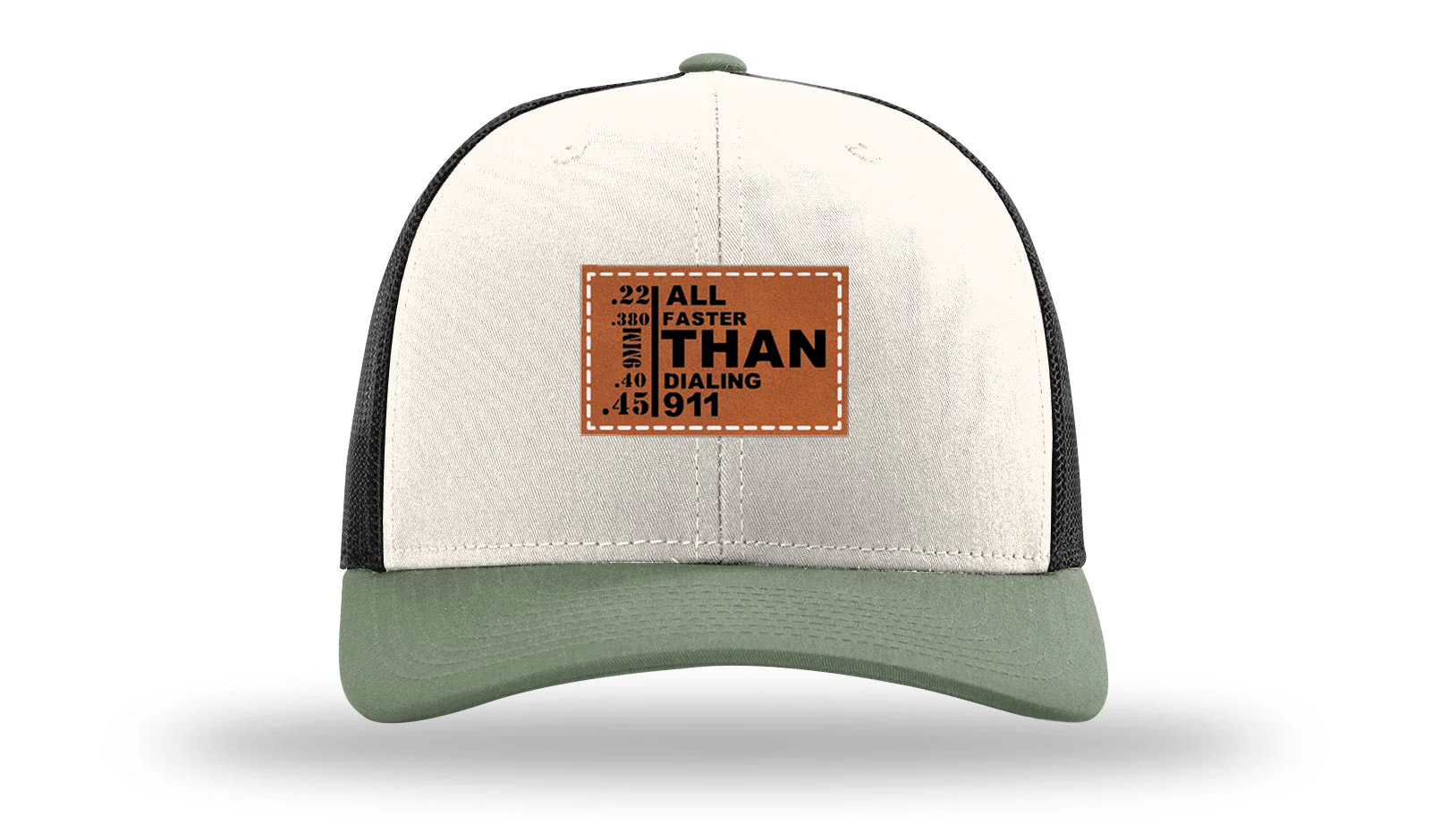 All Faster Than Dialing 911 Leather Patch Richardson 112 Hat - Image 35