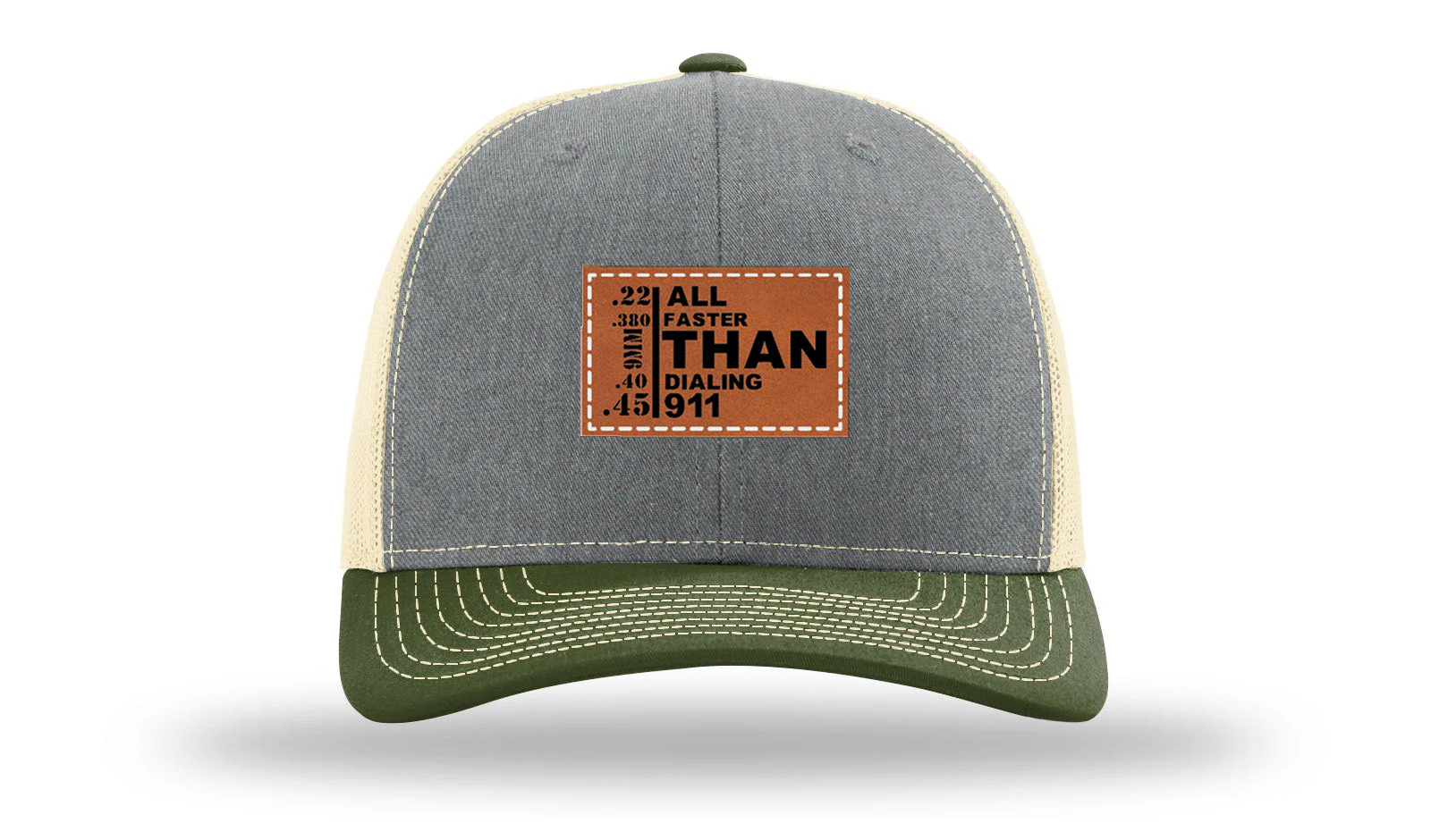 All Faster Than Dialing 911 Leather Patch Richardson 112 Hat - Image 38