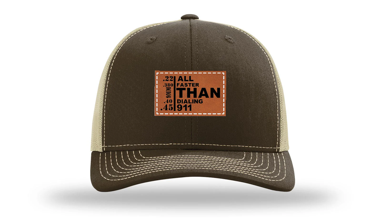 All Faster Than Dialing 911 Leather Patch Richardson 112 Hat - Image 8