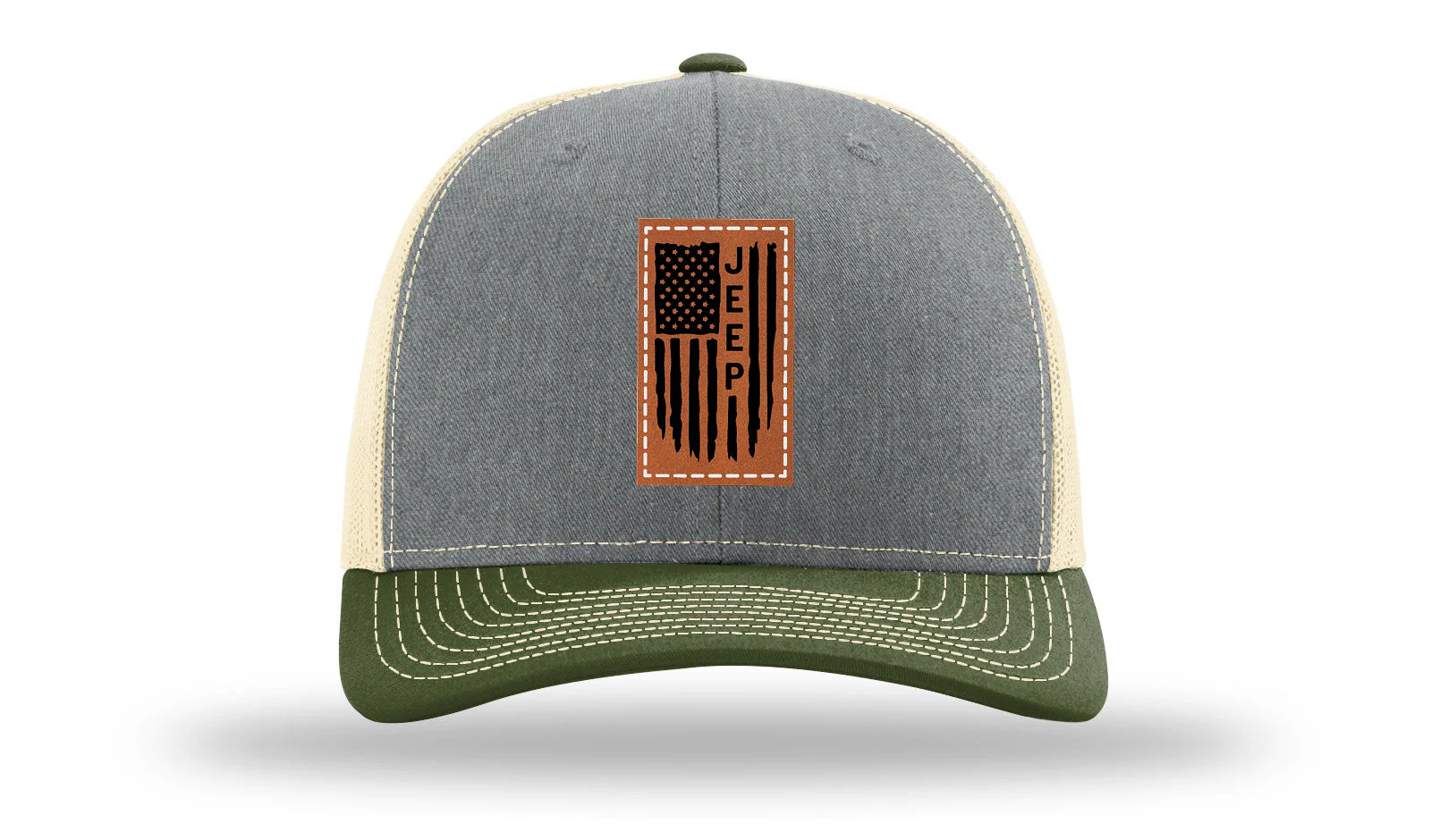 Jeep Flag Leather Patch Richardson 112 Hat - Image 38
