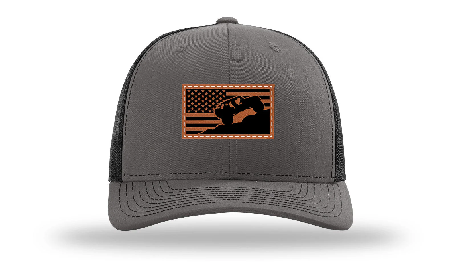 Jeep Flag 2 Leather Patch Richardson 112 Hat - Image 11