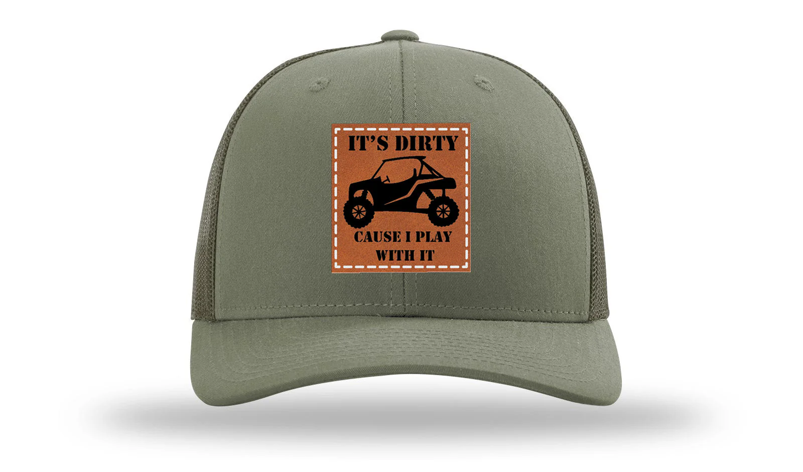 It's Dirty Cause I Play with It Leather Patch Richardson 112 Hat - Image 3