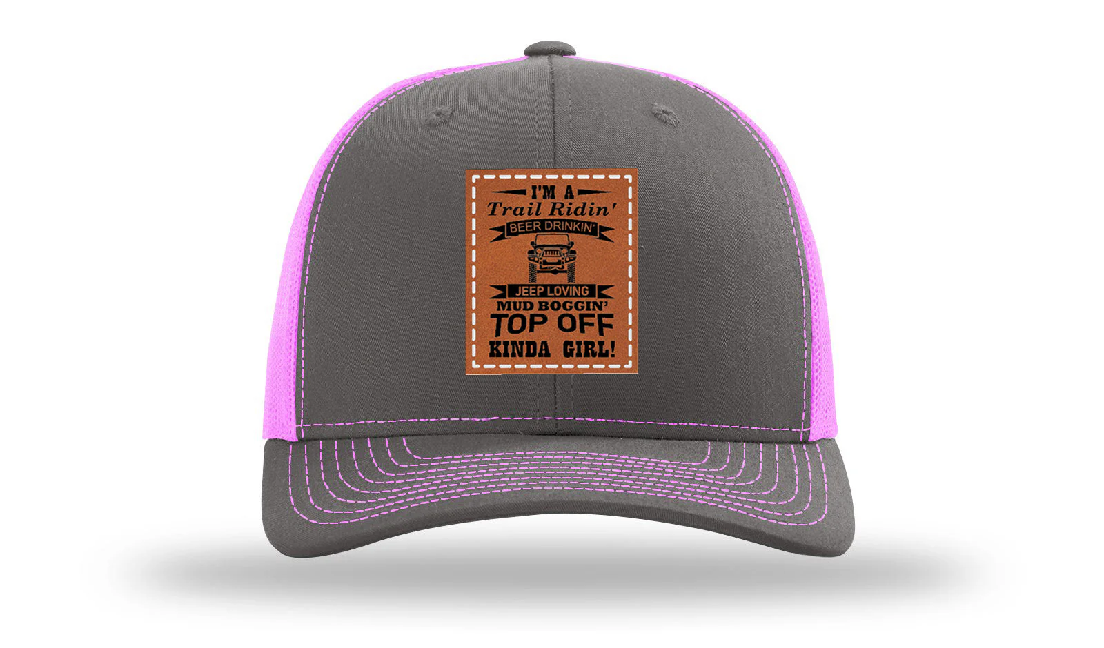 Trail Riding Jeep Girl Leather Patch Richardson 112 Hat - Image 15