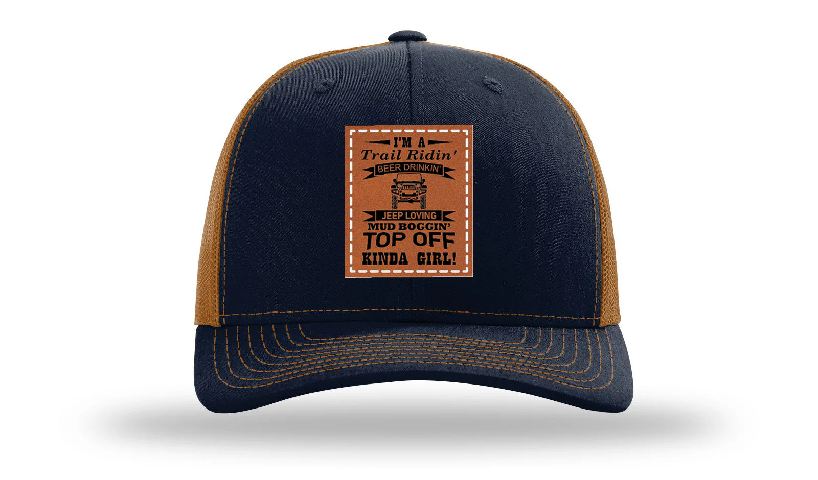 Trail Riding Jeep Girl Leather Patch Richardson 112 Hat - Image 26