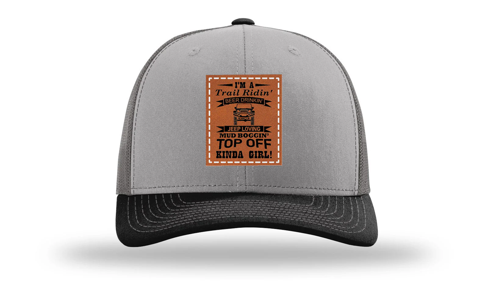 Trail Riding Jeep Girl Leather Patch Richardson 112 Hat - Image 36