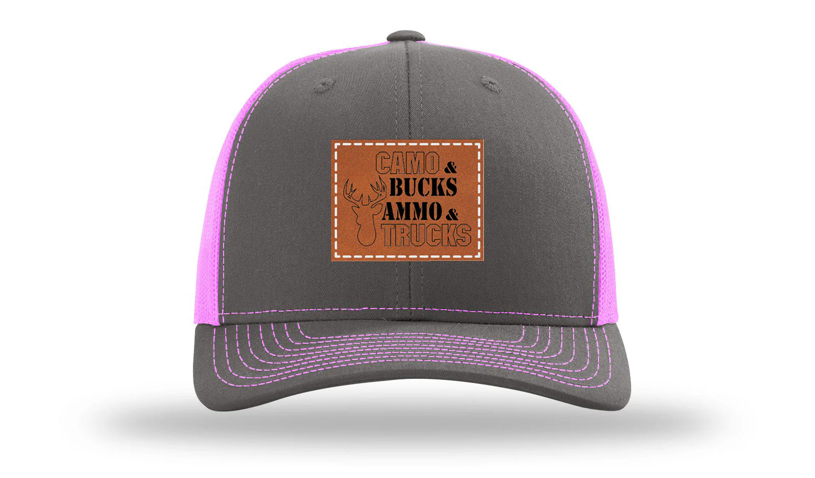 Camo and Bucks Leather Patch Richardson 112 Hat - Image 15