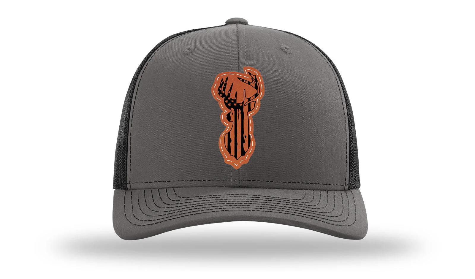 Distressed Flag Deer Leather Patch Richardson 112 Hat - Image 11