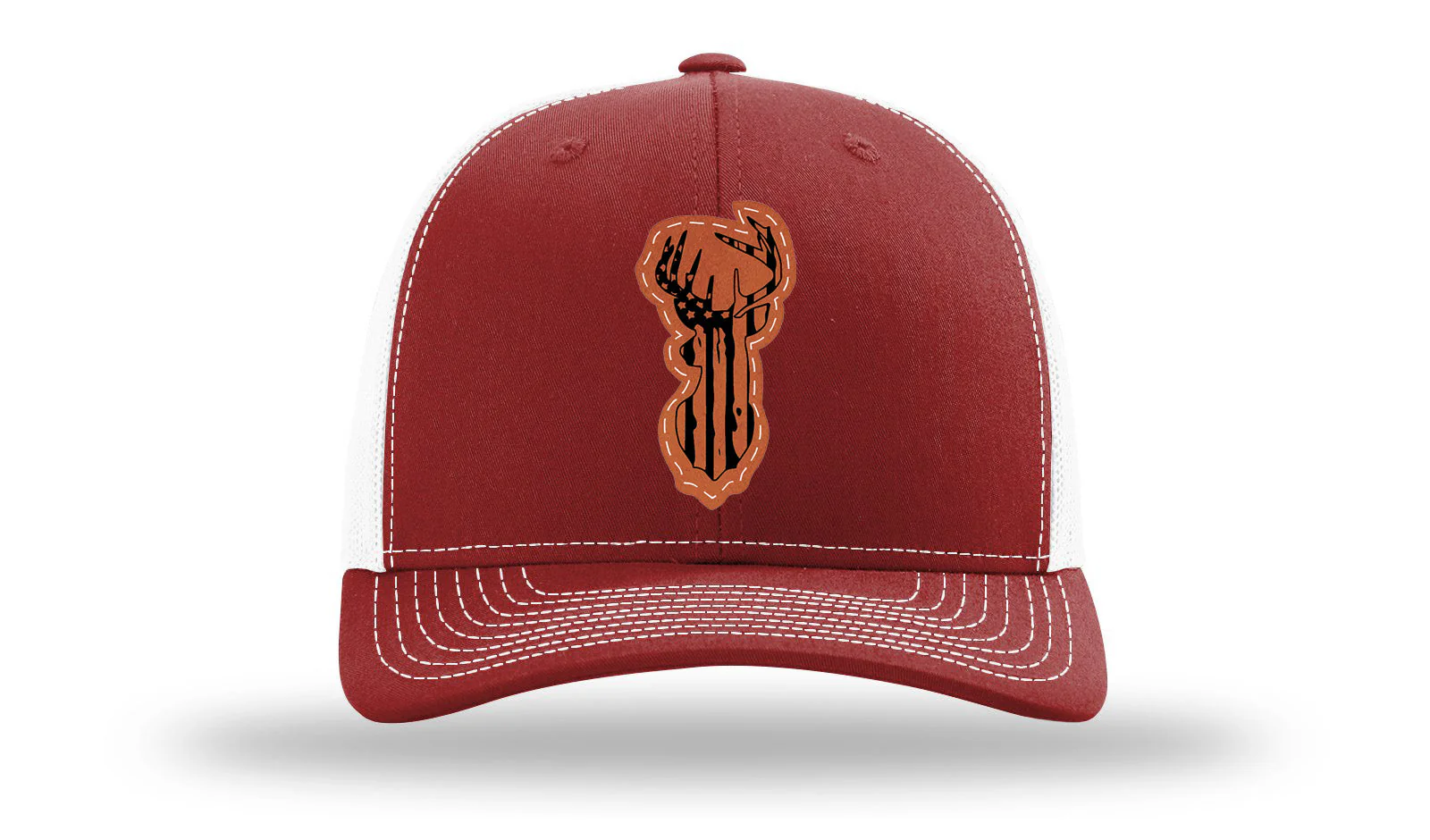 Distressed Flag Deer Leather Patch Richardson 112 Hat - Image 9