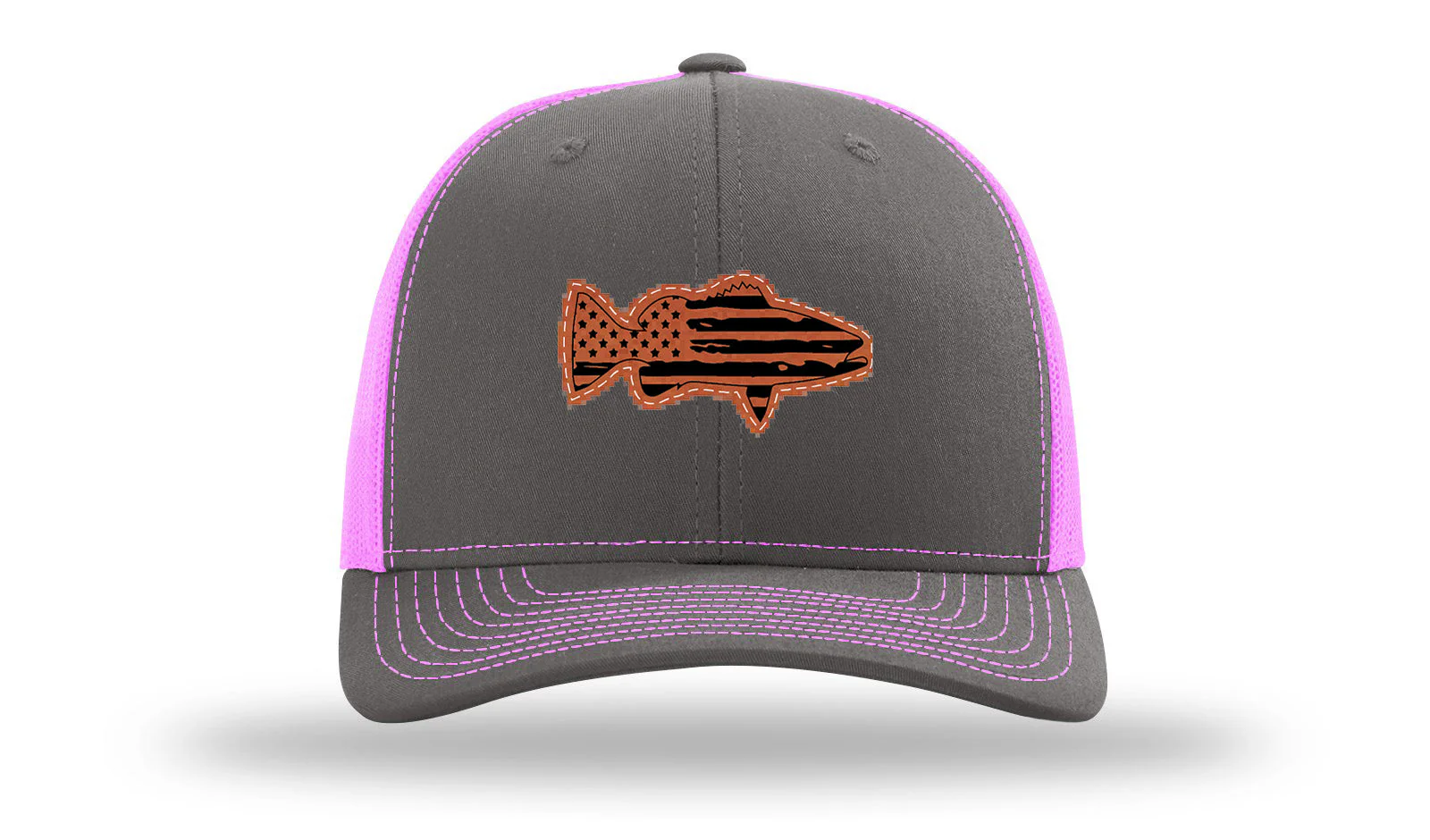 Distressed Flag Bass Leather Patch Richardson 112 Hat - Image 15