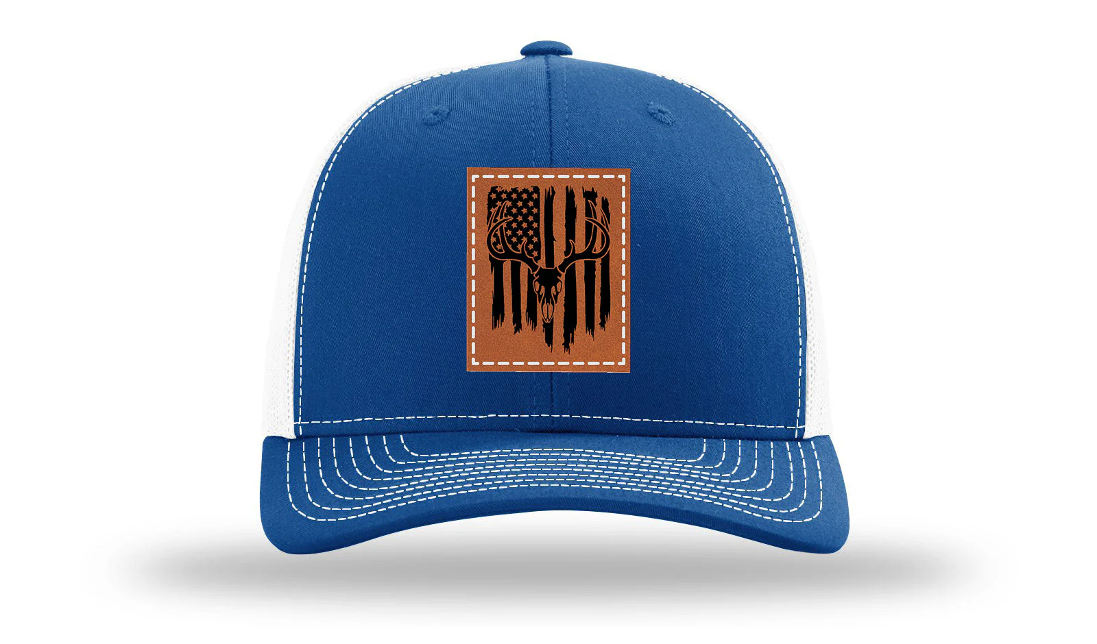 Deer Skull Flag Leather Patch Richardson 112 Hat - Image 32