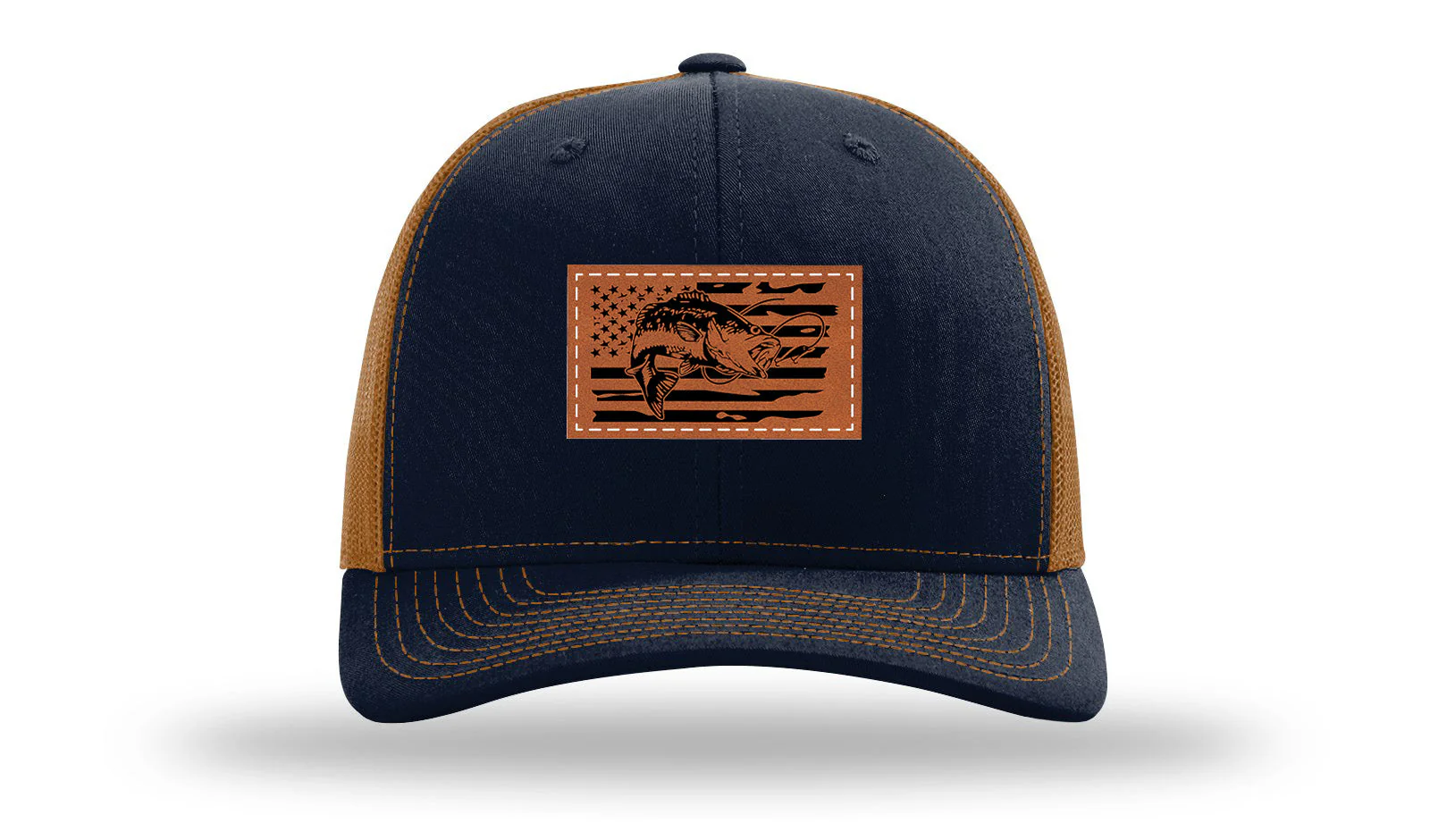 Bass Flag 2 Leather Patch Richardson 112 Hat - Image 26