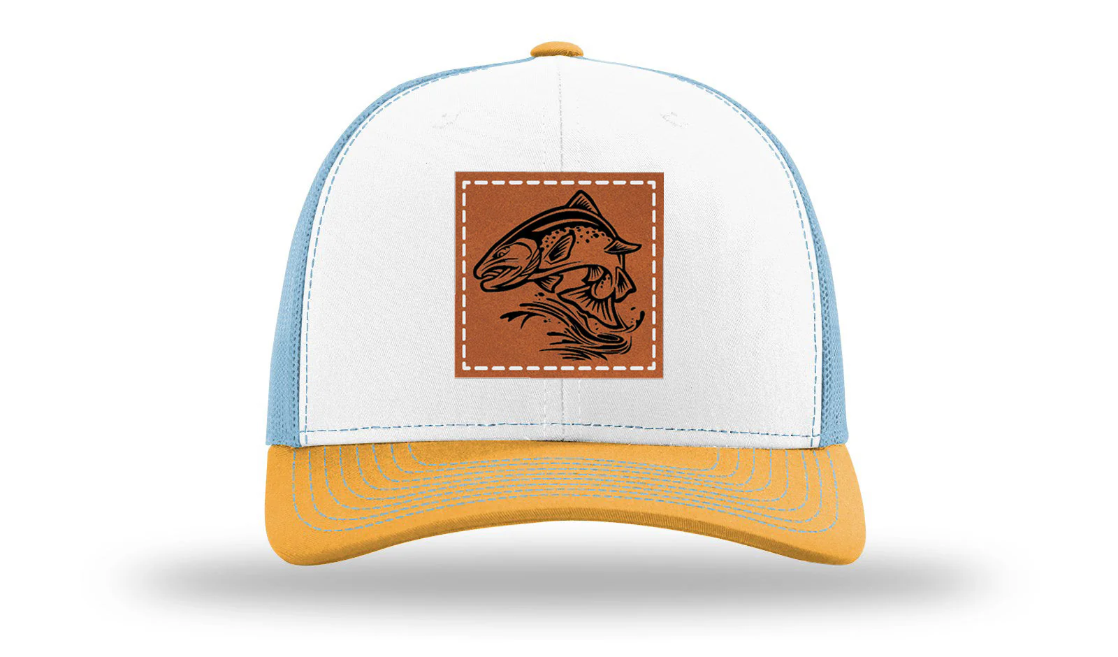 Salmom Jumping Leather Patch Richardson 112 Hat - Image 43