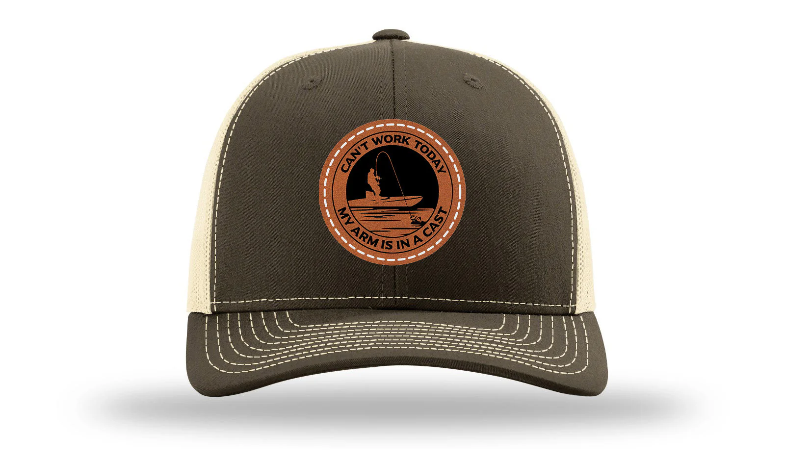 Can't Work Today My Arms In A Cast Leather Patch Richardson 112 Hat - Image 17
