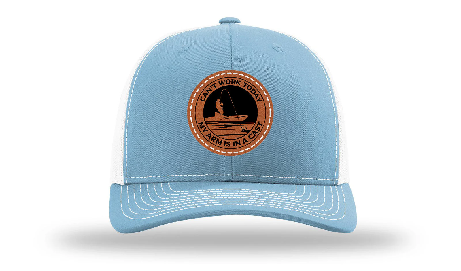 Can't Work Today My Arms In A Cast Leather Patch Richardson 112 Hat - Image 19