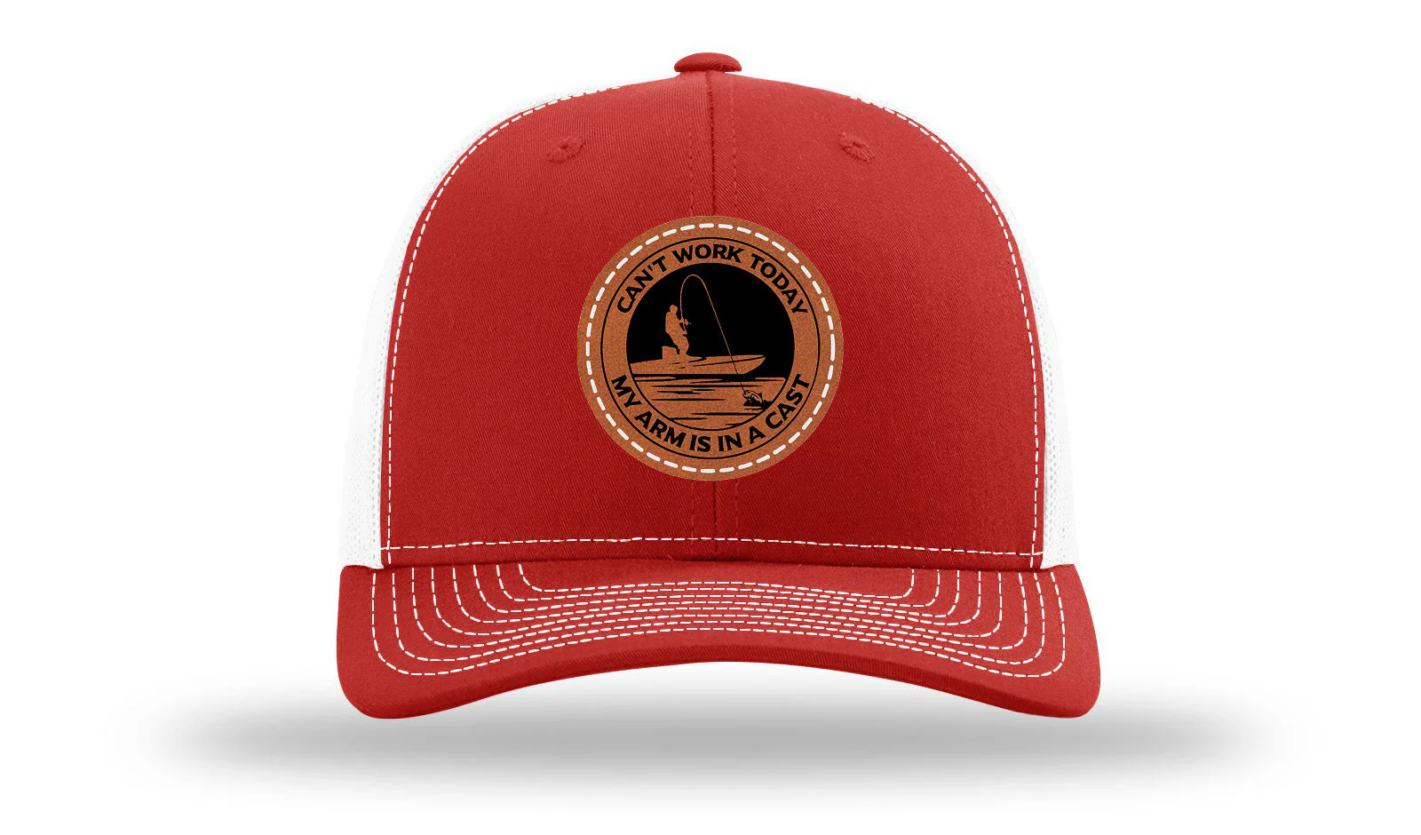 Can't Work Today My Arms In A Cast Leather Patch Richardson 112 Hat - Image 31