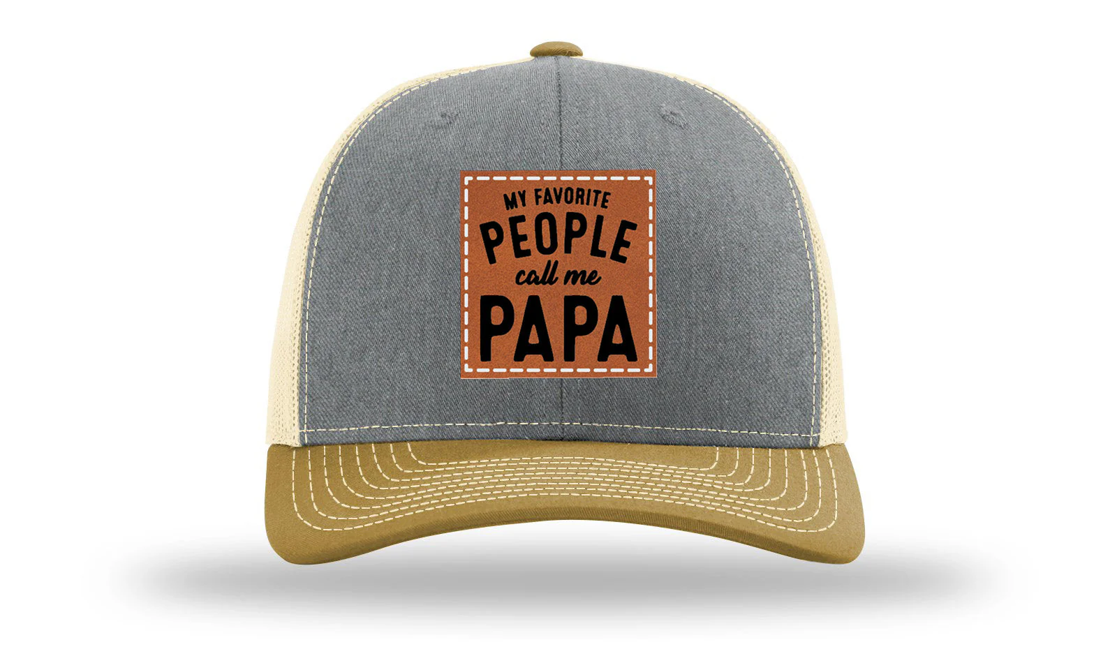 My Favorite People Call Me Papa Leather Patch Richardson 112 Hat - Image 37