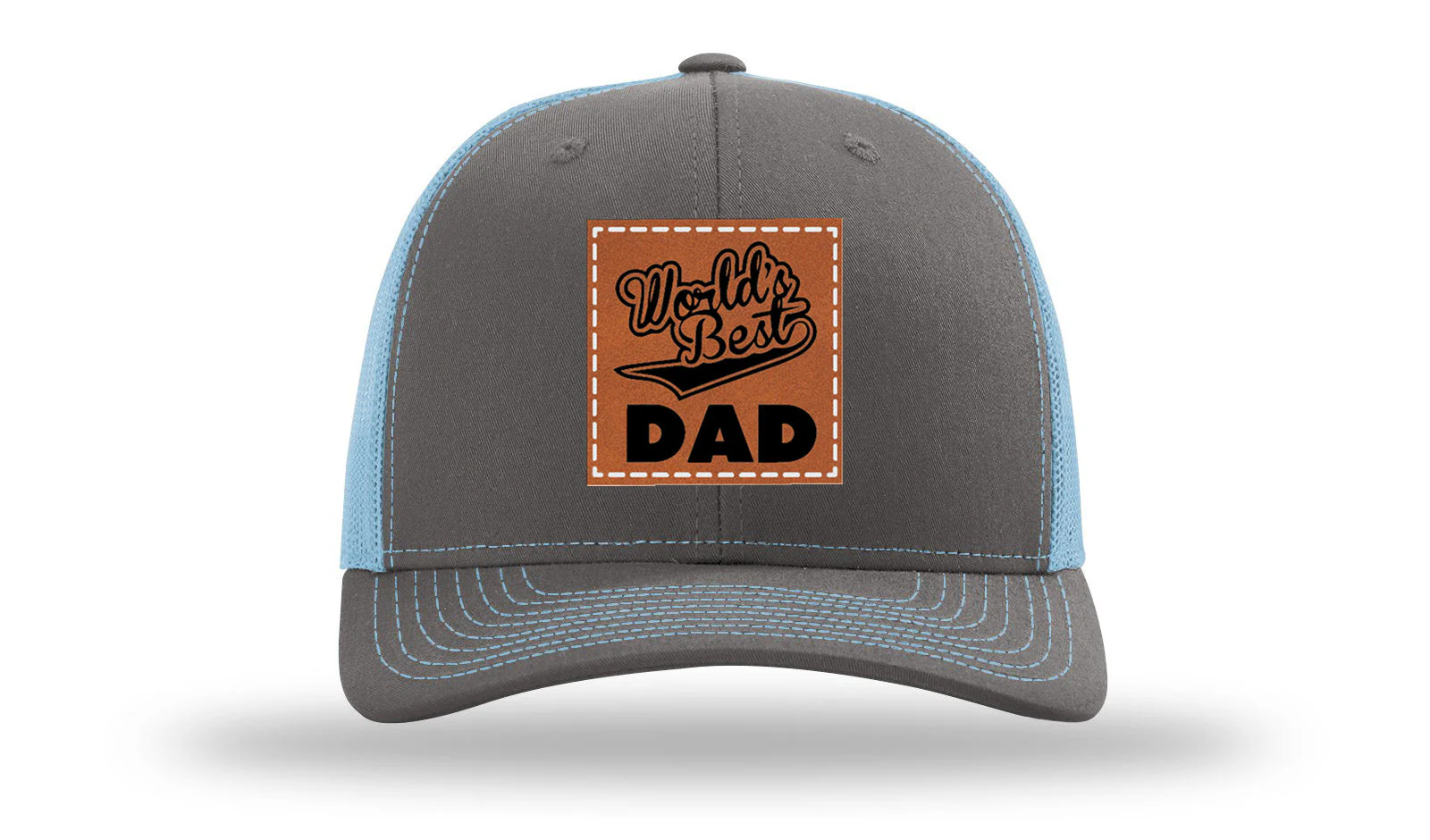 World's Best Dad Leather Patch Richardson 112 Hat - Image 12