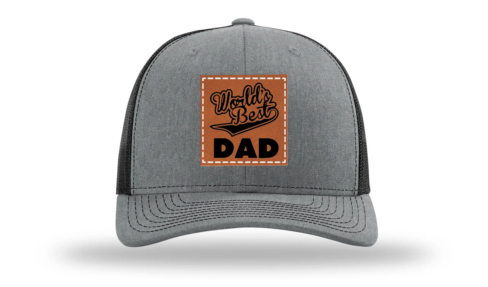 World's Best Dad Leather Patch Richardson 112 Hat - Image 20