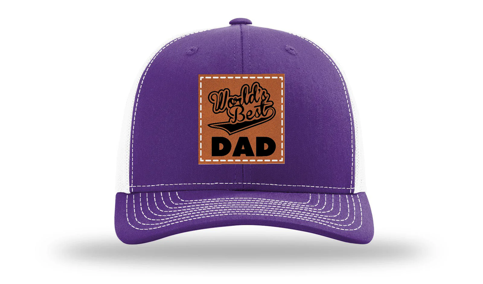 World's Best Dad Leather Patch Richardson 112 Hat - Image 30