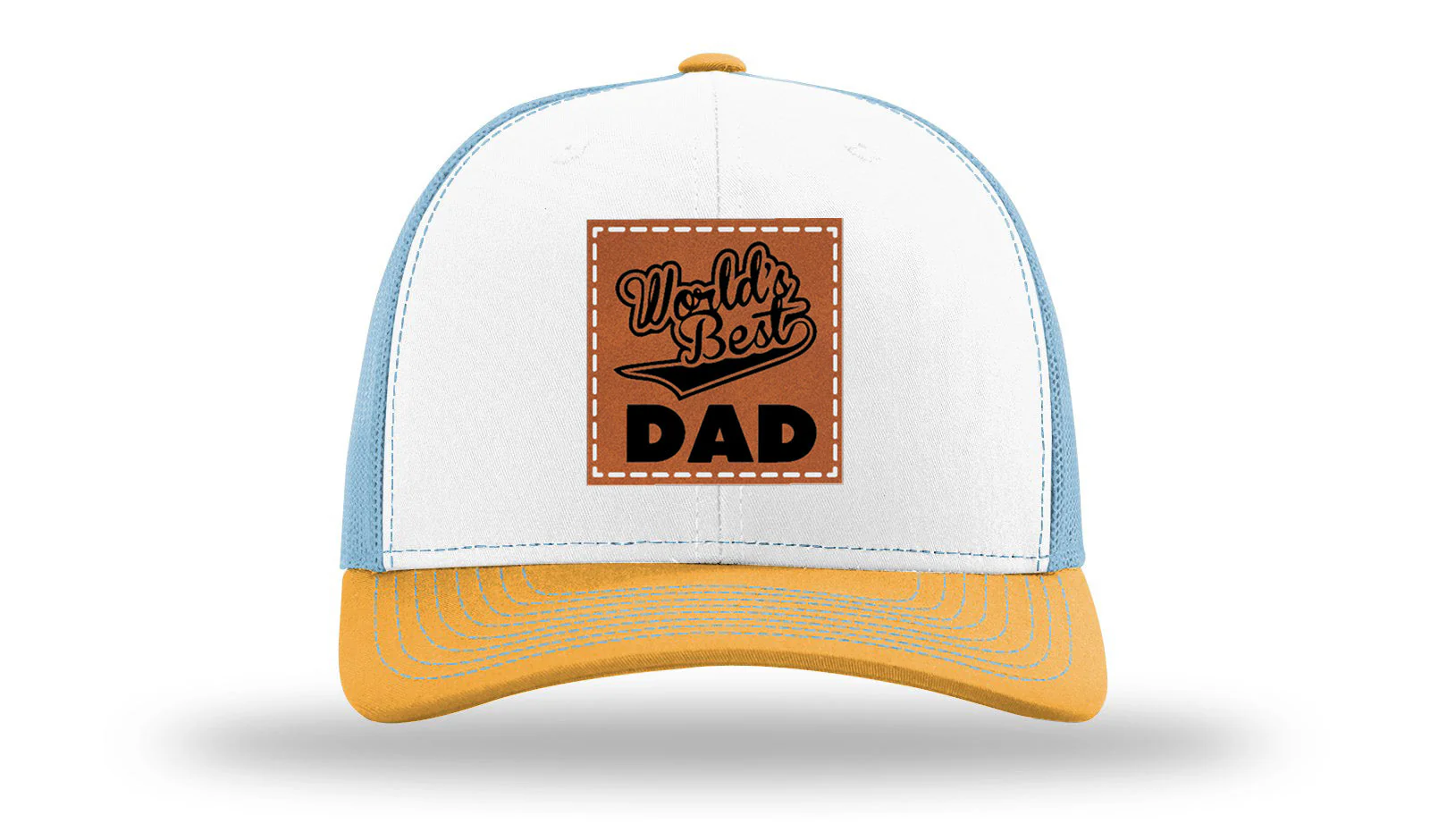 World's Best Dad Leather Patch Richardson 112 Hat - Image 43