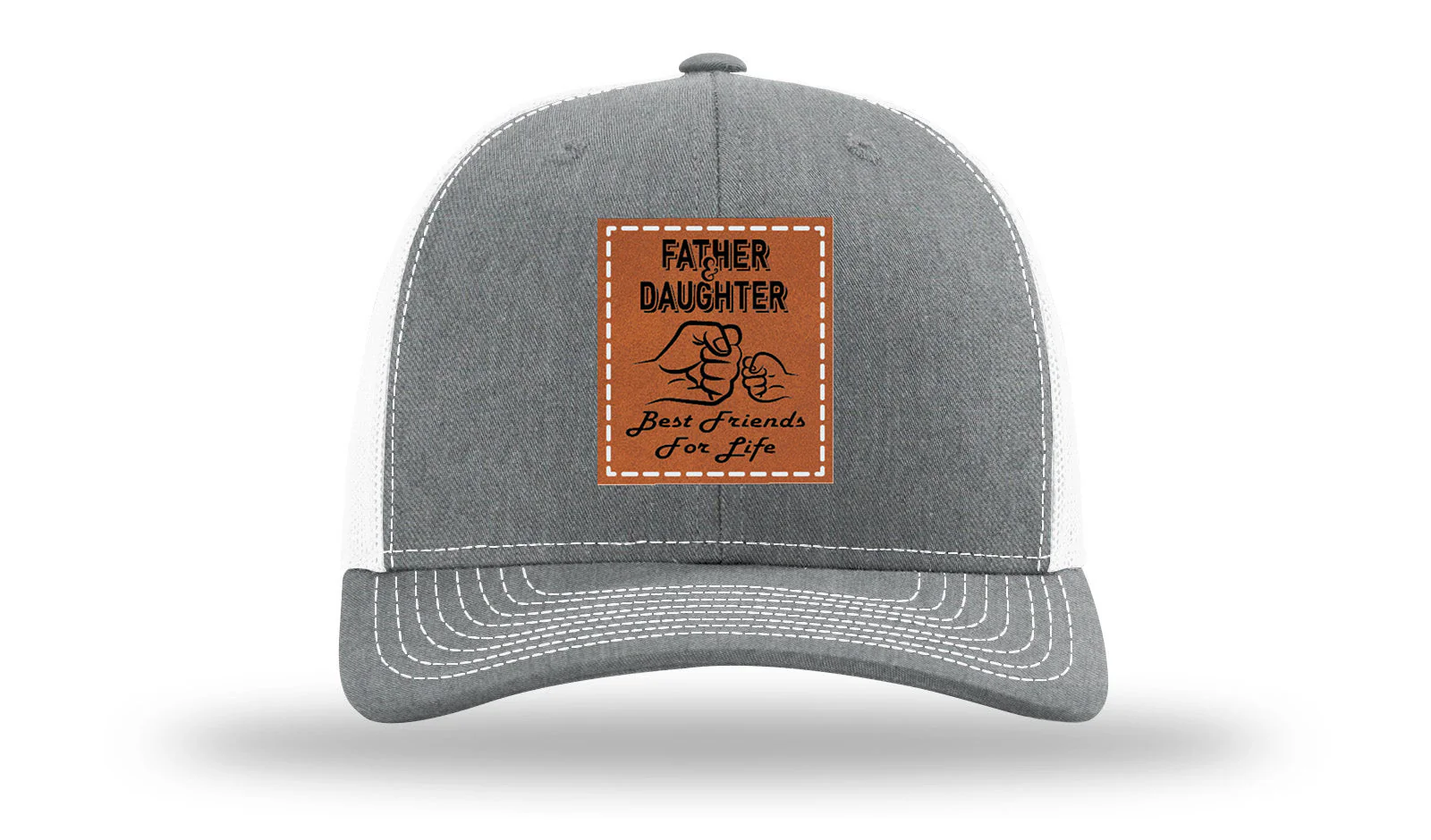 Father & Daughter Fist Bump Leather Patch Richardson 112 Hat - Image 21