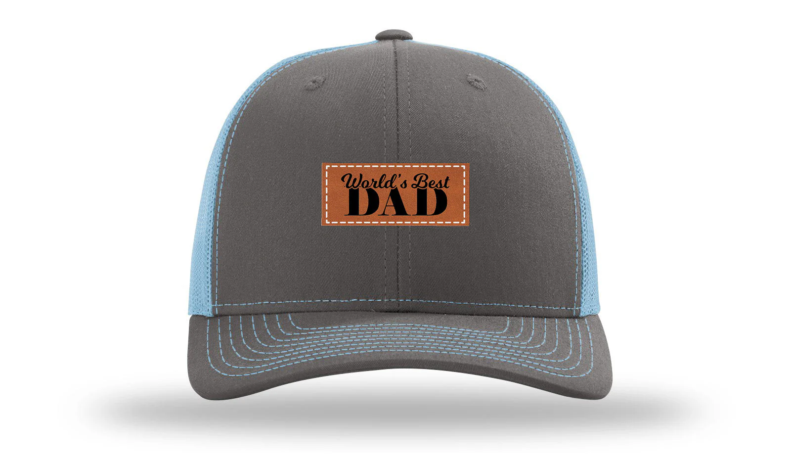 World's Best Dad Leather Patch Richardson 112 Hat - Image 12