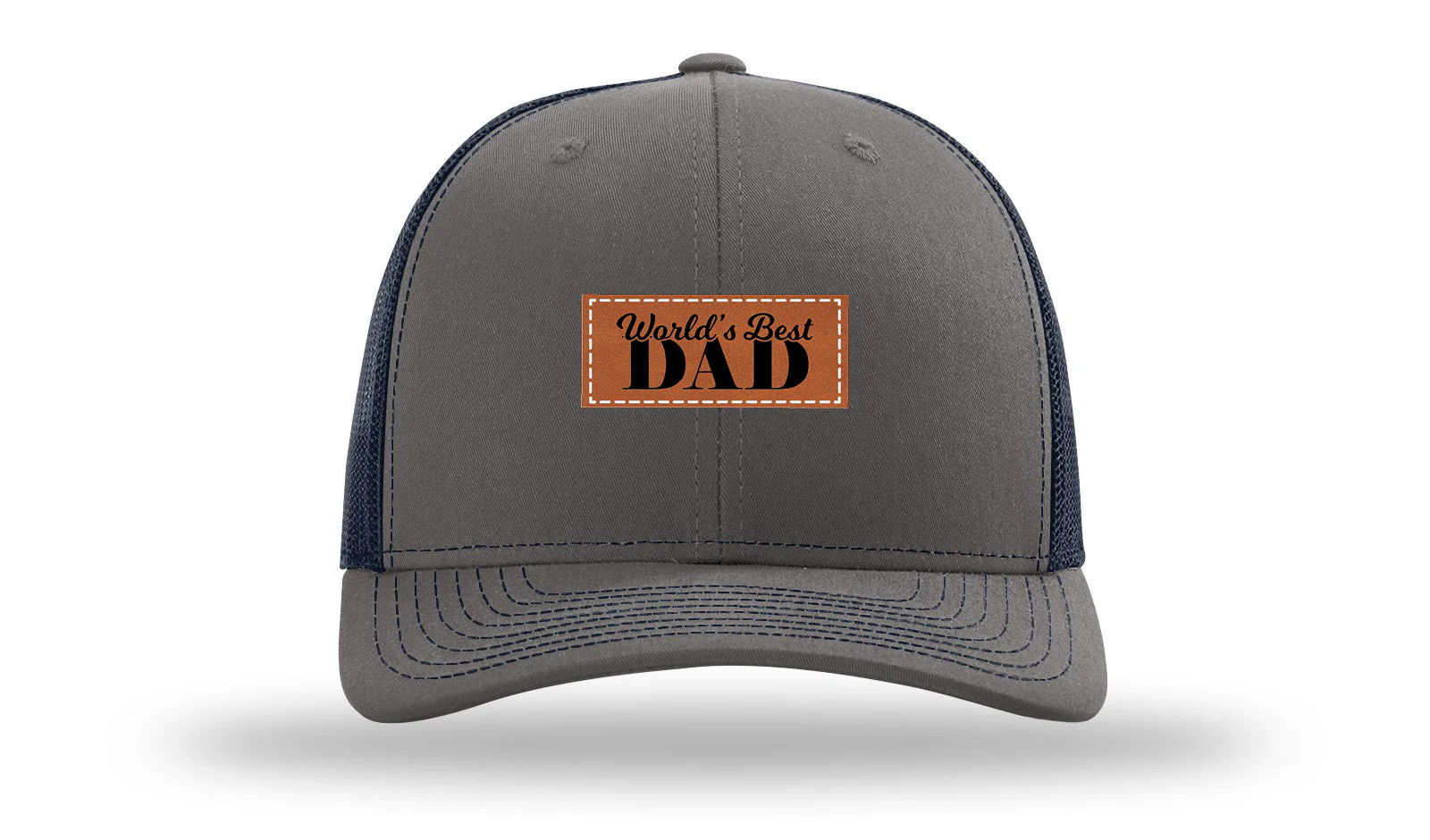 World's Best Dad Leather Patch Richardson 112 Hat - Image 13