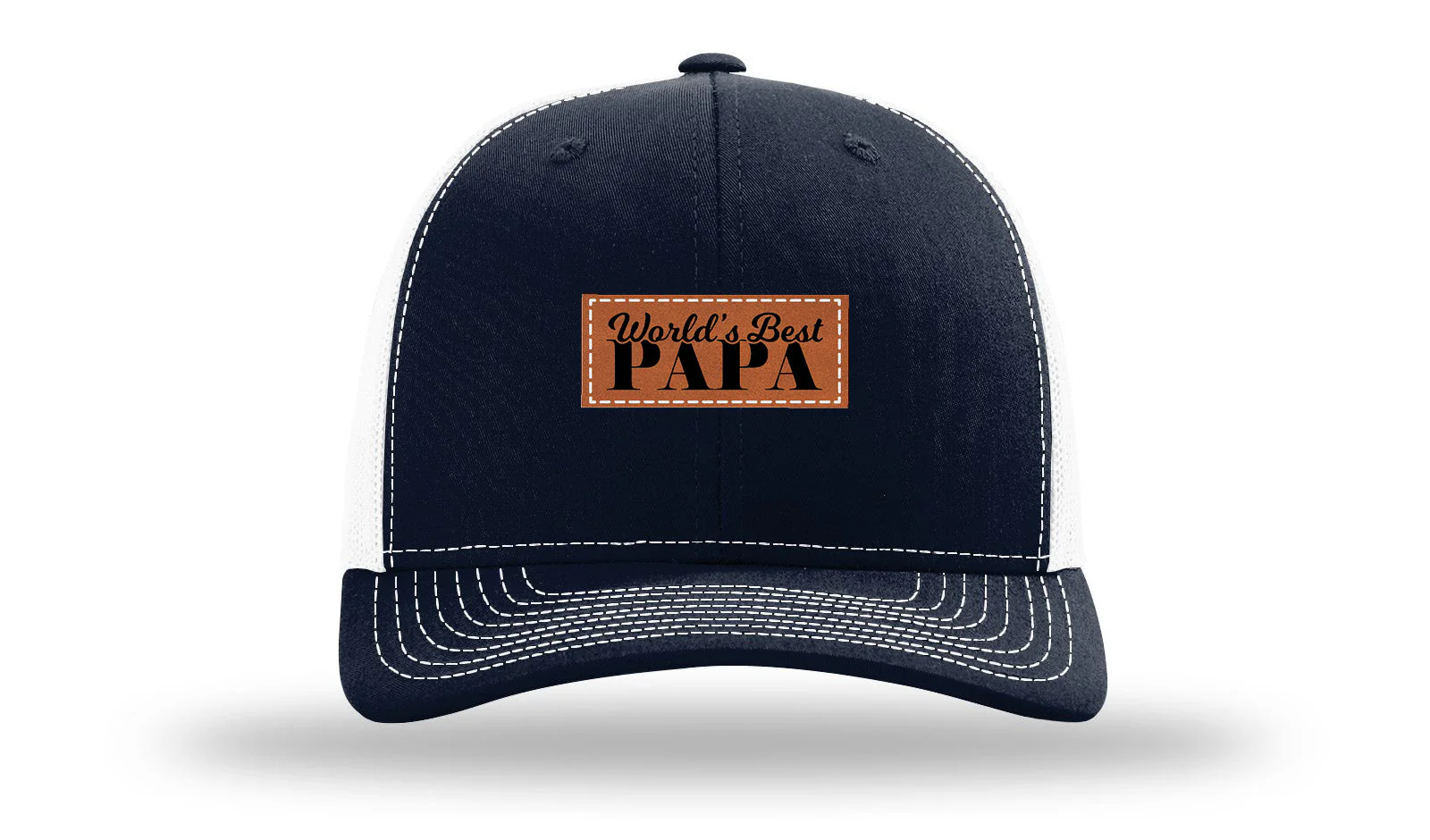 World's Best Papa Leather Patch Richardson 112 Hat - Image 29
