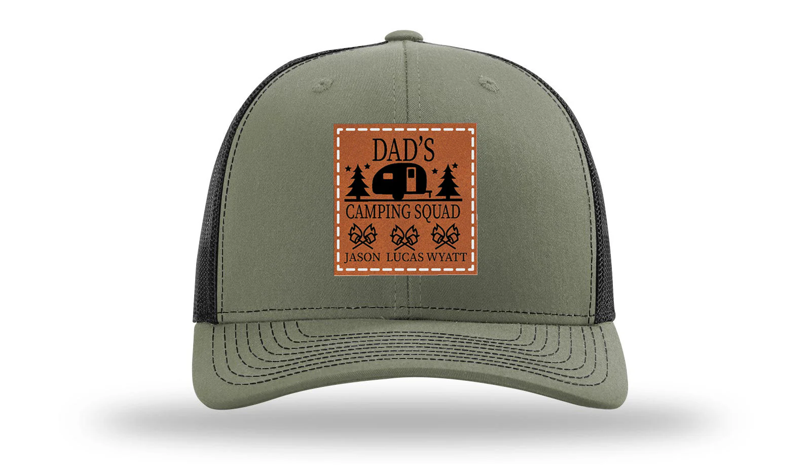 Dad's Camping Squad Leather Patch Richardson 112 Hat - Image 25