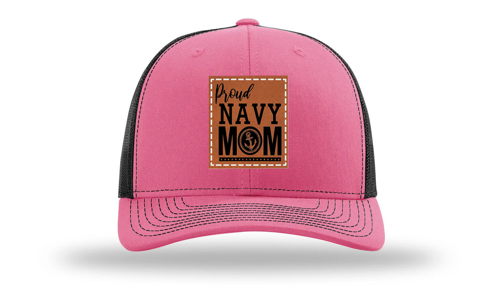 Proud Navy Mom Leather Patch Richardson 112 Hat - Image 22