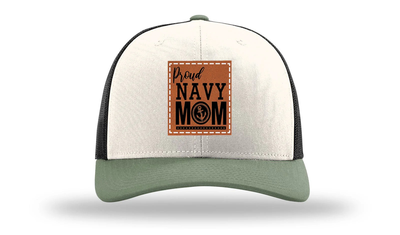 Proud Navy Mom Leather Patch Richardson 112 Hat - Image 35