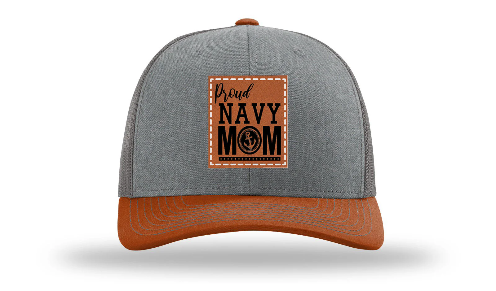Proud Navy Mom Leather Patch Richardson 112 Hat - Image 39