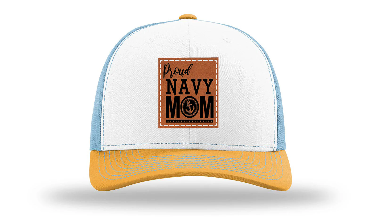 Proud Navy Mom Leather Patch Richardson 112 Hat - Image 43