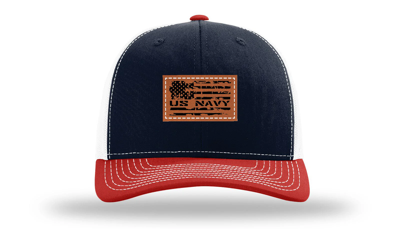 Navy Flag Leather Patch Richardson 112 Hat - Image 40