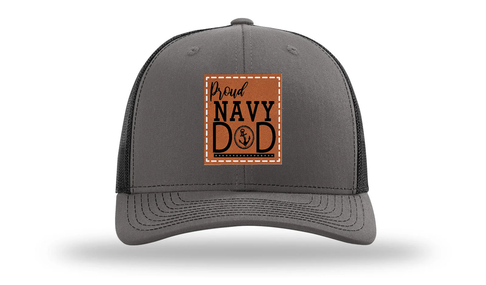 Proud Navy Dad Leather Patch Richardson 112 Hat - Image 11
