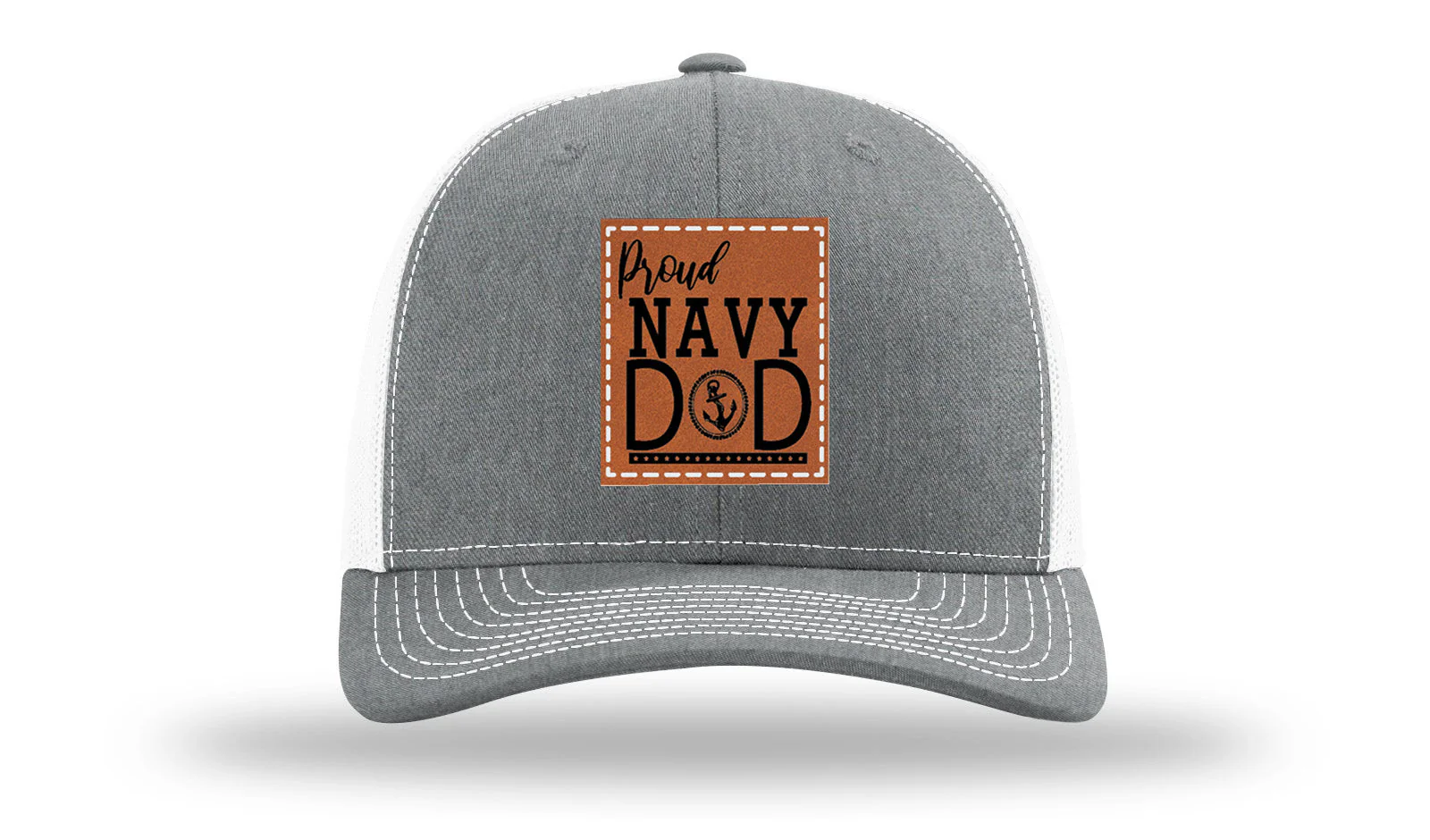 Proud Navy Dad Leather Patch Richardson 112 Hat - Image 21